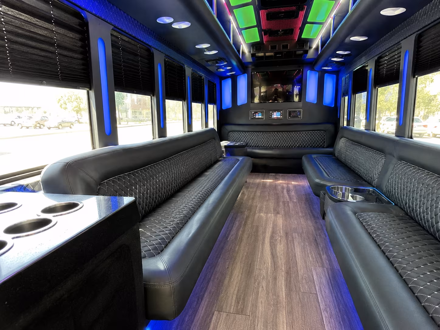 manassas 15 passenger party bus inside