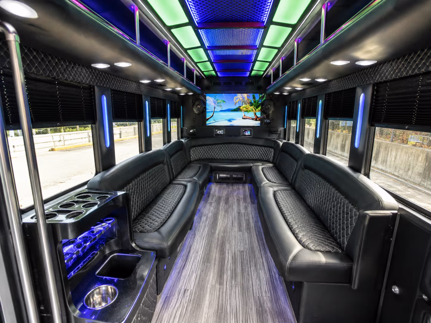 manassas 18 passenger party bus inside