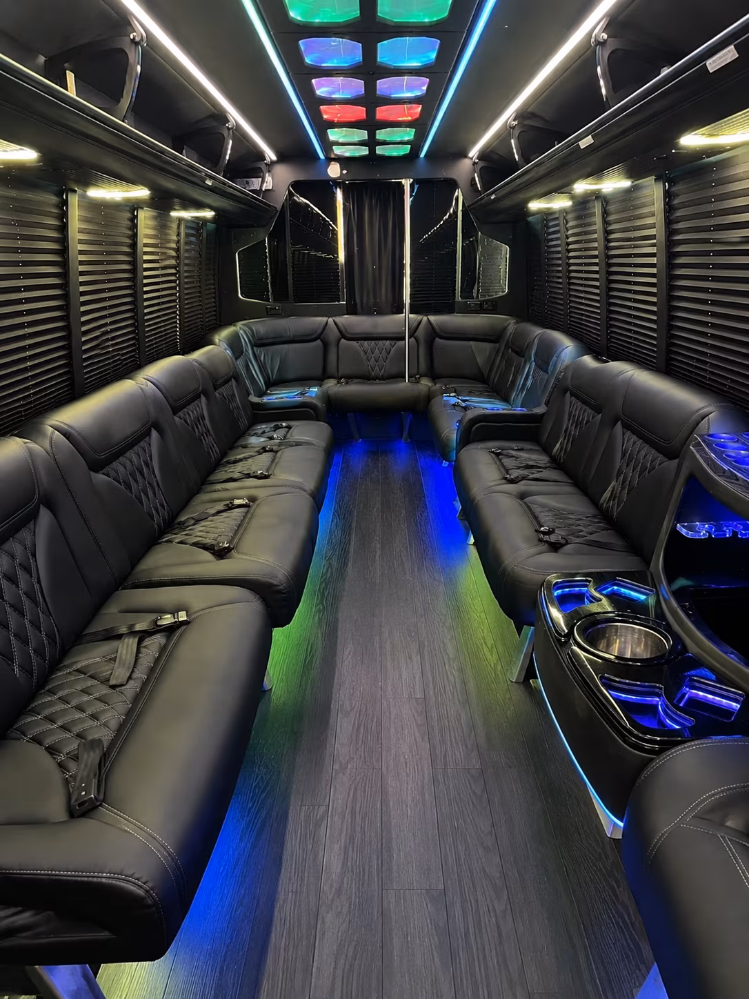 manassas 20 passenger party bus interior