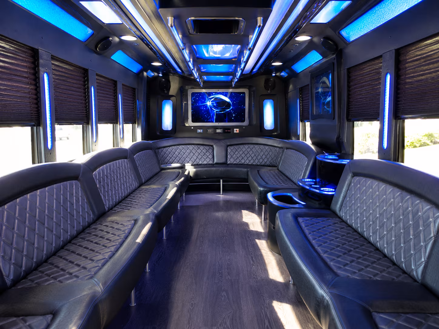 manassas 28 passenger party bus inside