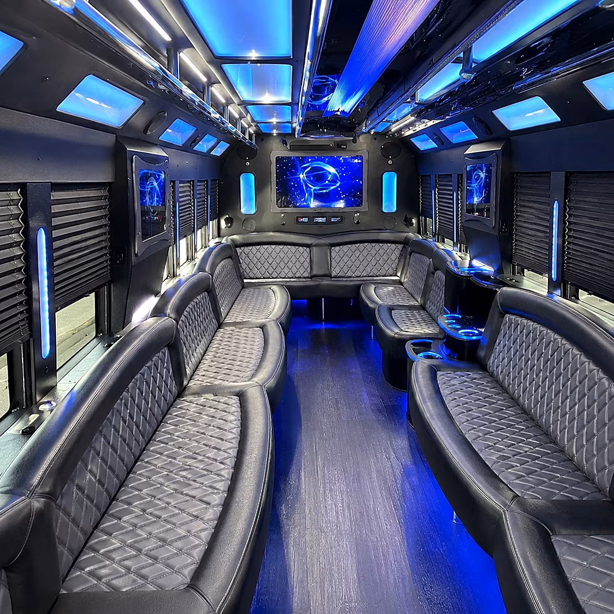 manassas 50 passenger party bus interior