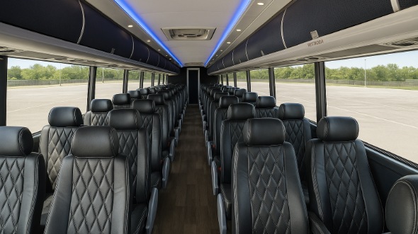 Interior of Charter Bus Company Silver Spring's 54 Passenger Charter Bus in Silver Spring