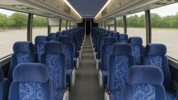 Interior of Charter Bus Company Silver Spring's 56 Passenger Charter Bus in Silver Spring