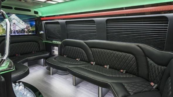 Interior of Charter Bus Company Manassas's Sprinter Limo in Manassas